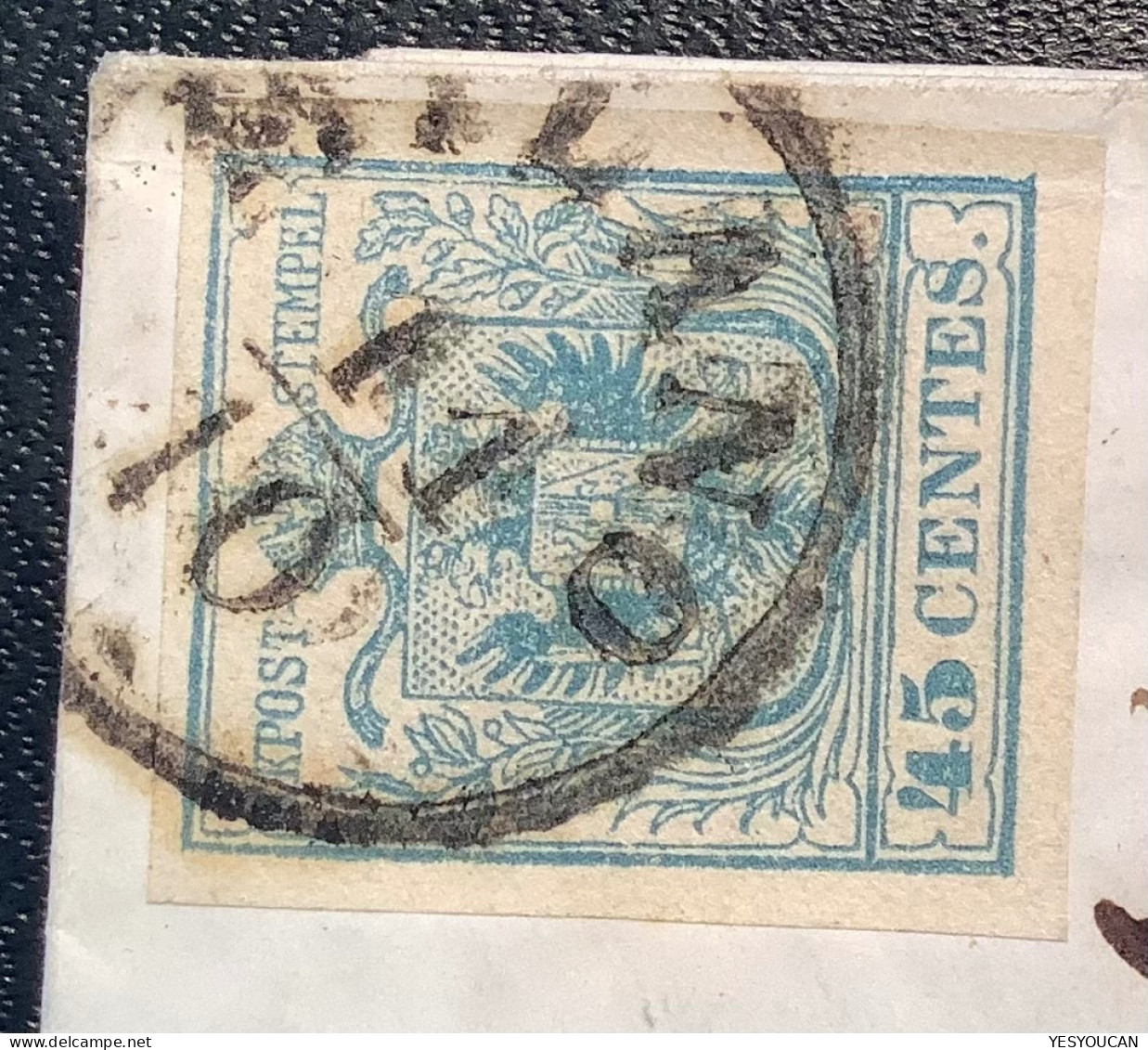 Lombardo Veneto „DISINFETTATA BOLOGNA“ 1850 45c Rare Desinfected Mail 1854cover Milano>Pesaro, Stato Pontificio (lettera - Lombardy-Venetia