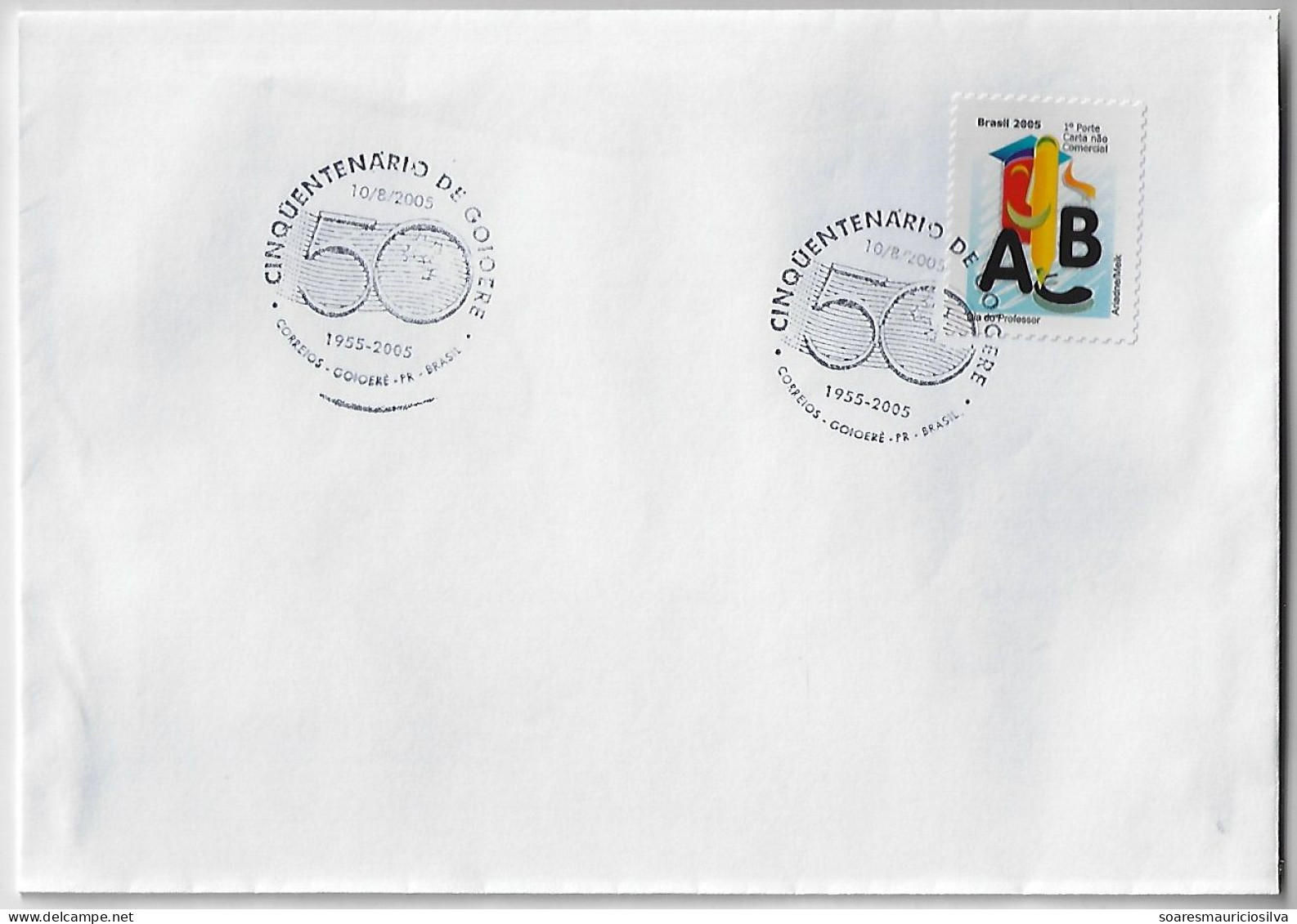 Brazil 2005 Cover Commemorative Cancel 50 Years Of Goioerê City Southern Cross Crux Star - Brieven En Documenten