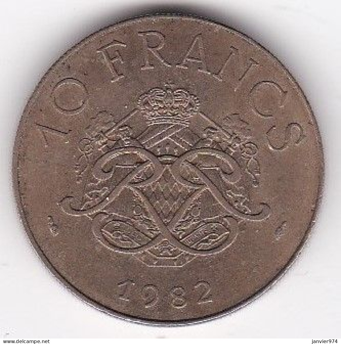 Monaco , 10 Francs 1982 Rainier III , Cupro-aluminium-nickel, Gad# 157 - 1960-2001 Neue Francs