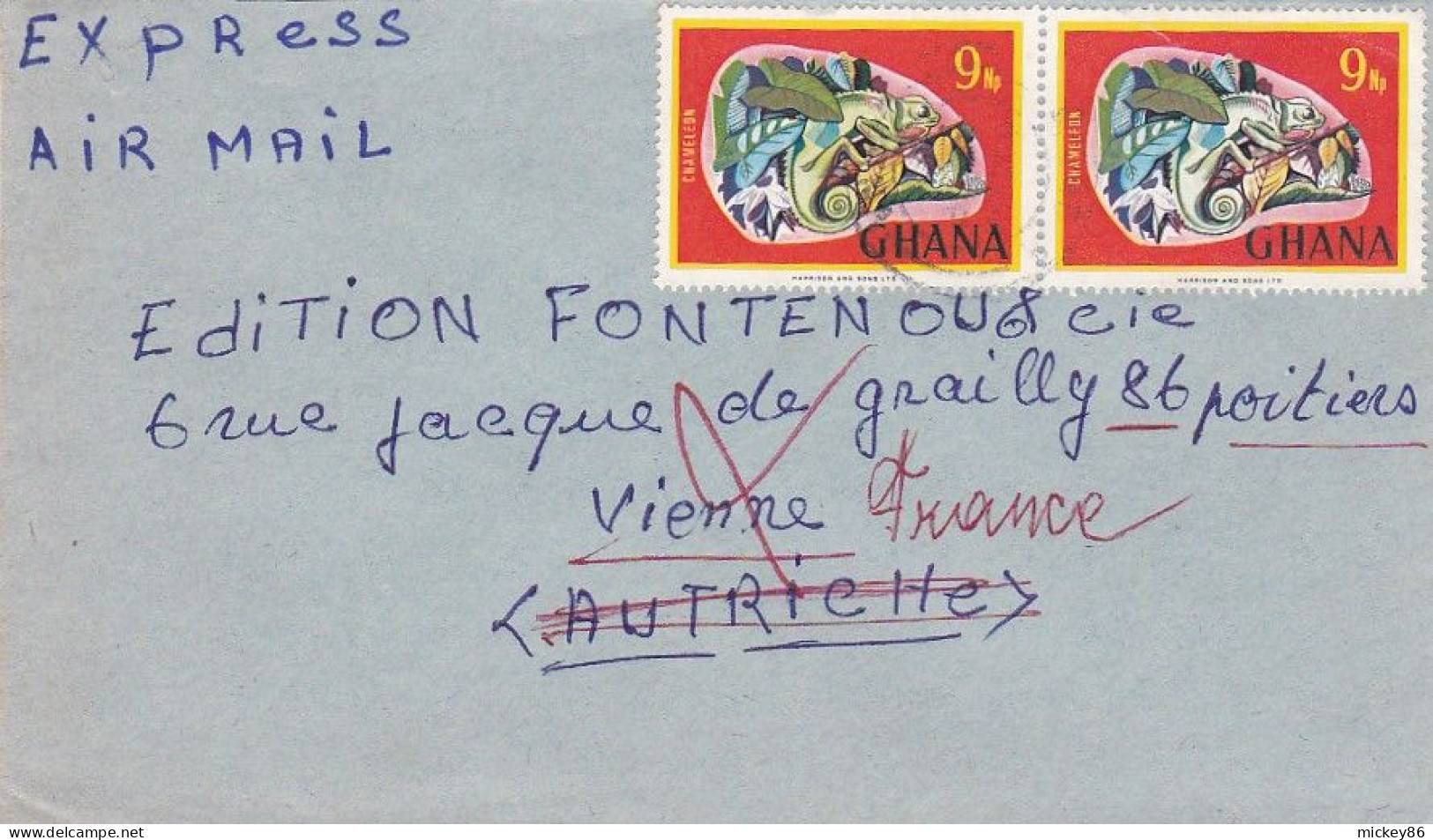 GHANA--1977- Lettre  Pour POITIERS-86 (France) ..timbres Sur Lettre...cachet WIEN-Autriche Au Verso - Ghana (1957-...)