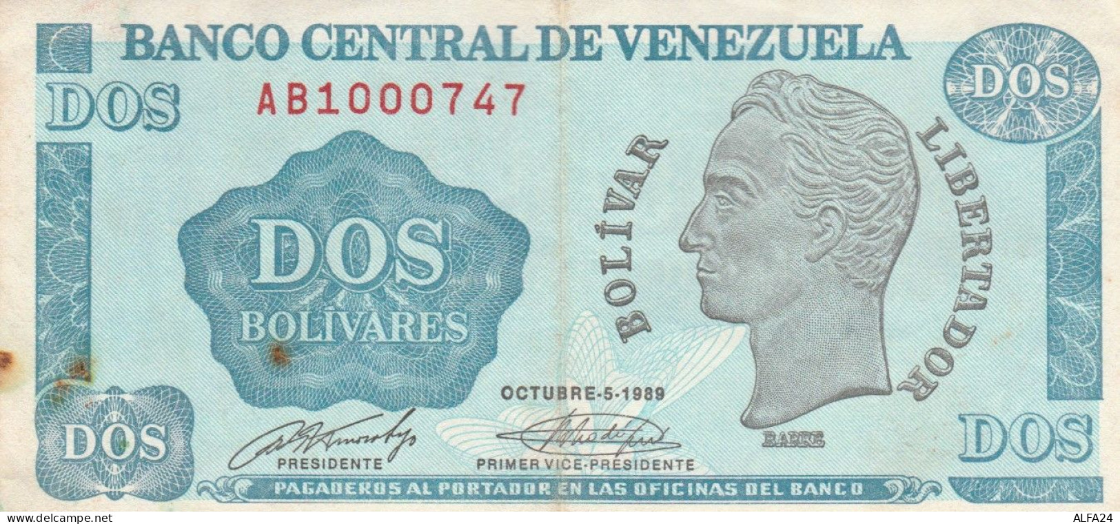 BANCONOTA VENEZUELA -DOS BOLIVARES - 1989 - VF (TY2015 - Venezuela