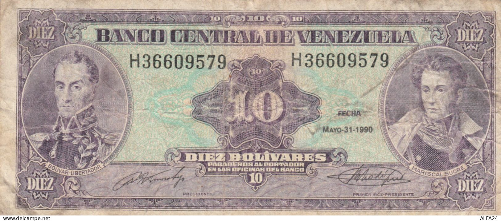 BANCONOTA VENEZUELA 10 BOLIVARES 1990 -VF (TY2023 - Venezuela