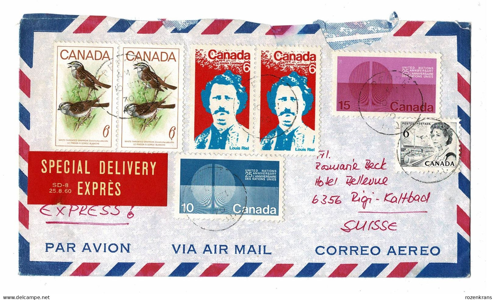Enveloppe Letter Lettre Cover CANADA Special Delivery Expres Par Avion Air Mail Correo Aereo - Covers & Documents