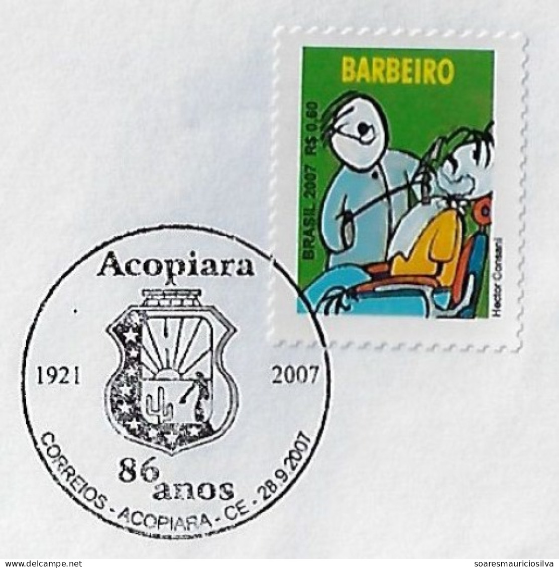 Brazil 2007 Cover Commemorative Cancel 86 Years Of Acopiara City Coat Of Arms - Lettres & Documents