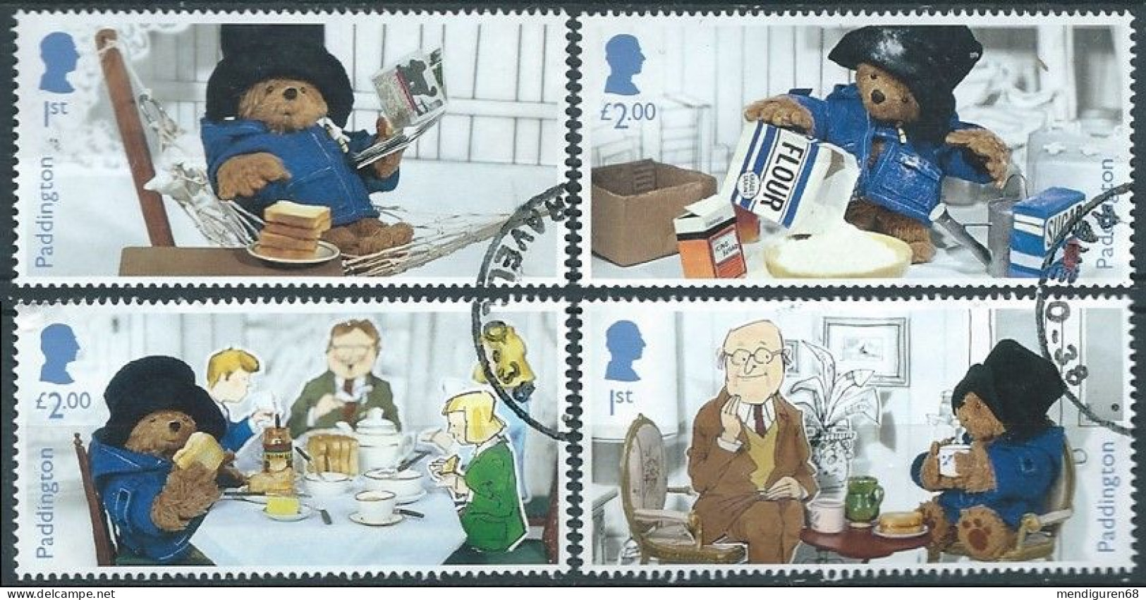 GROSSBRITANNIEN GRANDE BRETAGNE GB 2023 FROM M/S PADDINGTON ANIMATION MARMALADE SANDWICHES SET 4V USED SG 4879-82 - Usati