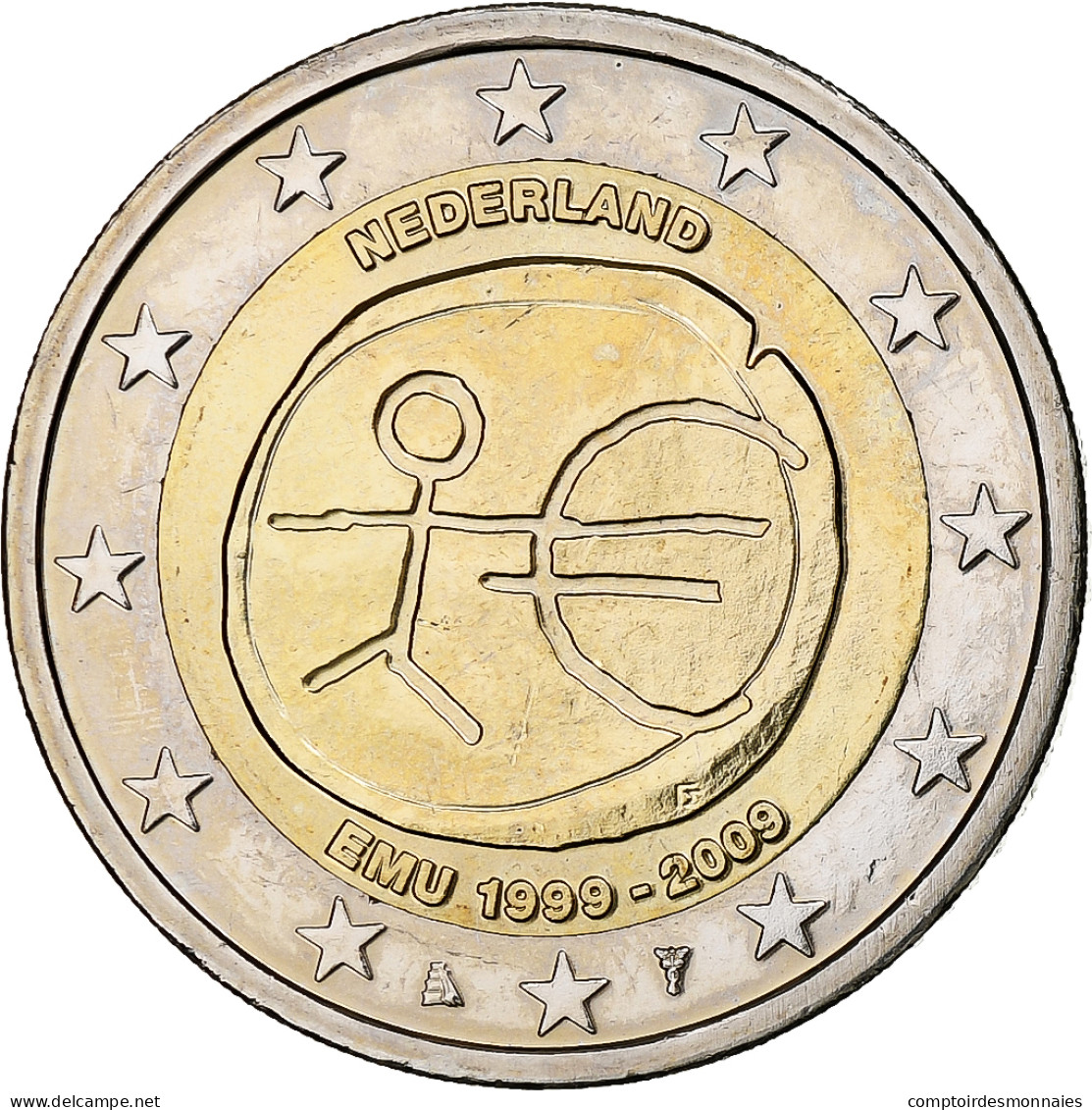 Pays-Bas, 2 Euro, 10 Ans De L'Euro, 2009, SPL, Bimétallique, KM:281 - Pays-Bas