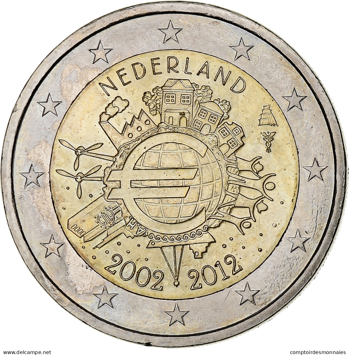 Pays-Bas, 2 Euro, 10 Ans De L'Euro, 2012, Utrecht, SUP, Bimétallique - Netherlands