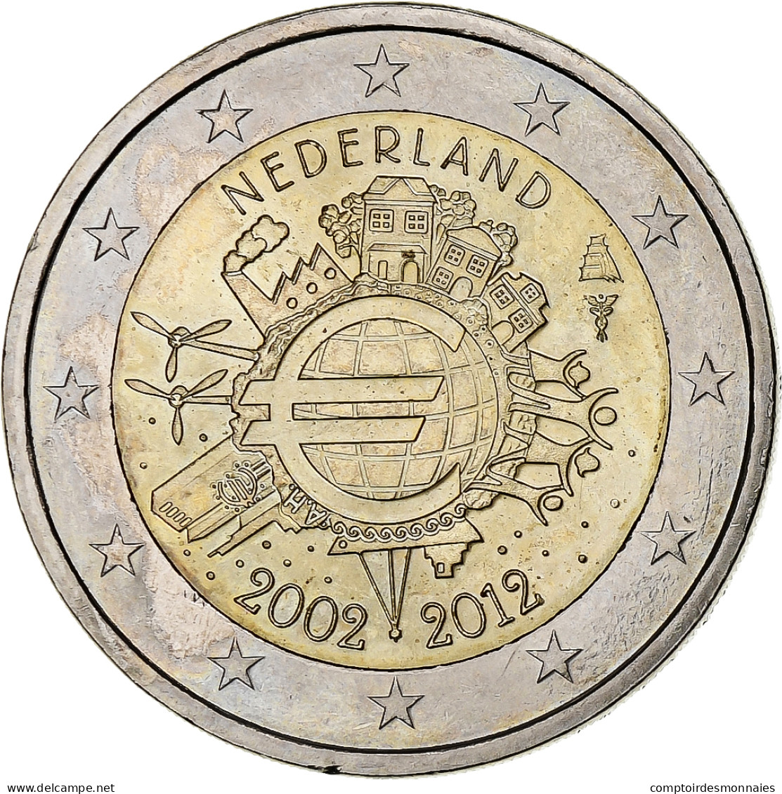 Pays-Bas, 2 Euro, 10 Ans De L'Euro, 2012, Utrecht, SUP, Bimétallique - Pays-Bas