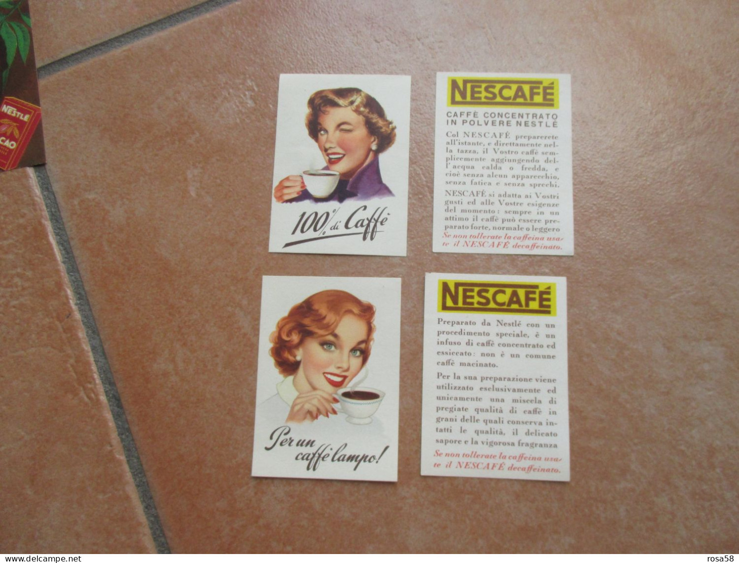 NESCAFè N.2 Figurine Anni 50 100% Caffè + Per Un Caffè Lampo PUBBLICITARIE - Kaffee & Chicorée