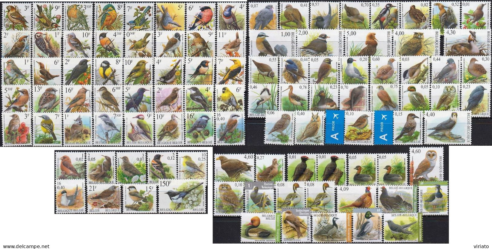 AVE245 - Belgium 1985-2022 (98 Different Birds) (MNH) - Collections, Lots & Series