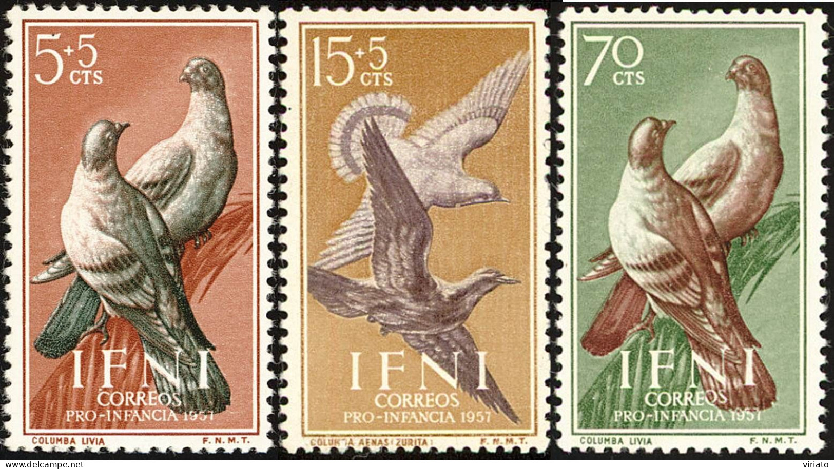 AVE200 - IFNI 1957 (MNH) (Mi 164.66) - Columba Livia - Collections, Lots & Series