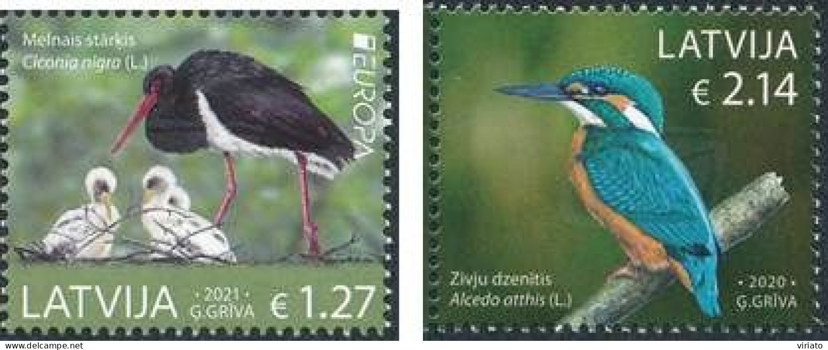 AVE141 - Latvia 2020 (MNH) (MI 1106-1107) - Tetrastes Bonassa, Alcedo Atthis - Collections, Lots & Series