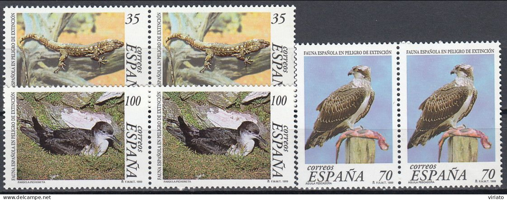 AVE052 - Spain 1999  (MNH) (Mi 3449-3451 - Pandion Haliaetus, Puffinus Mauretanicus - Konvolute & Serien