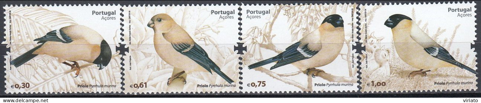 AVE002 - Portugal 2008 (MNH) (Mi 545-548) - Azores Bullfinch (Pyrrhula Murina) - Colecciones & Series