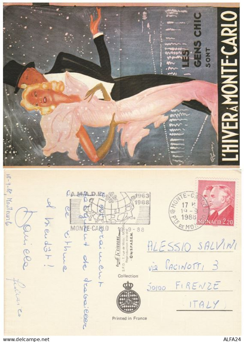 CARTOLINA VIAGGIATA 1988 MONTECARLO ANNULLO SPECIALE (VP600 - Cartas & Documentos