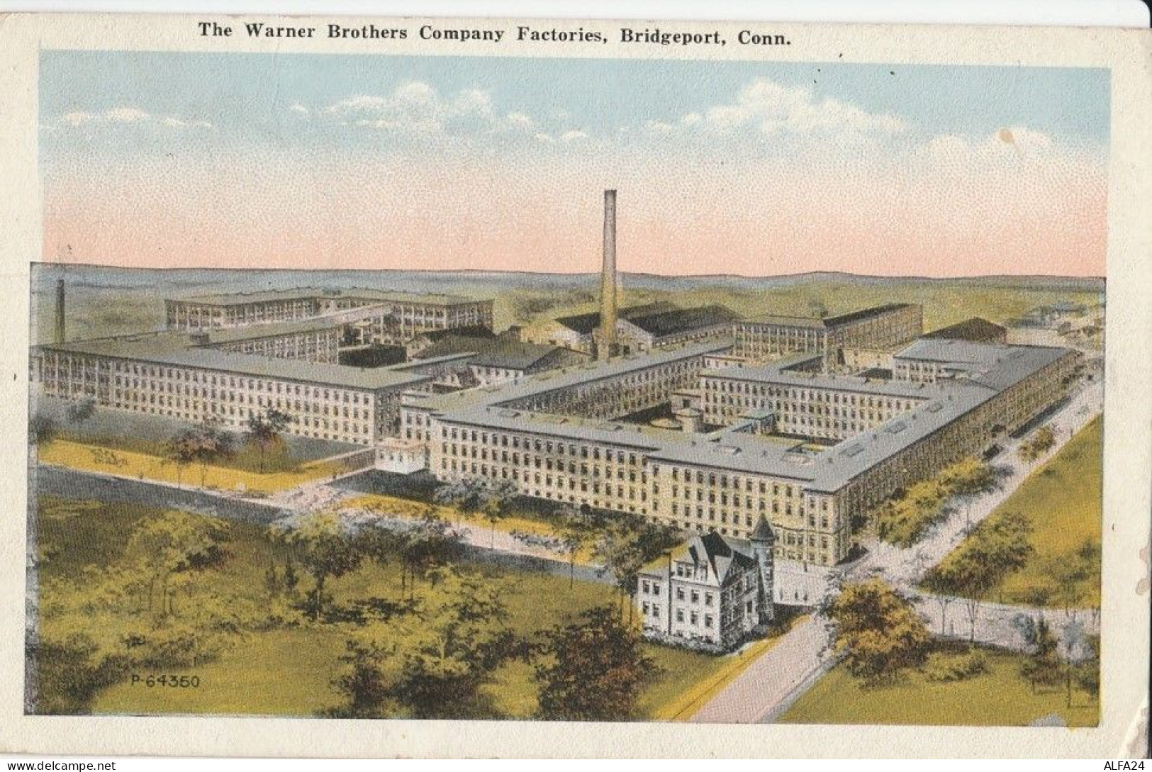 CARTOLINA VIAGGIATA 1922 , THE WARNER BROTHERS COMPANY FACTORIES , BRIDGEPORT, CONN. (VP222 - Bridgeport