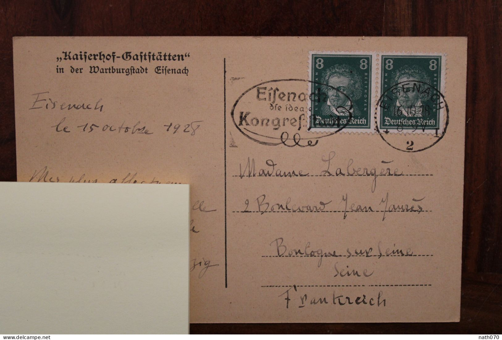 1928 Einsenach Cover Deutsches Reich Allemagne Postkarte - Cartas & Documentos