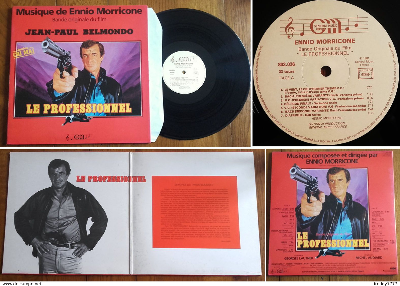 RARE French LP 33t RPM (12") OST Bande Originale Film «LE PROFESSIONNEL» (Gatefold P/s, 1981) - Música De Peliculas