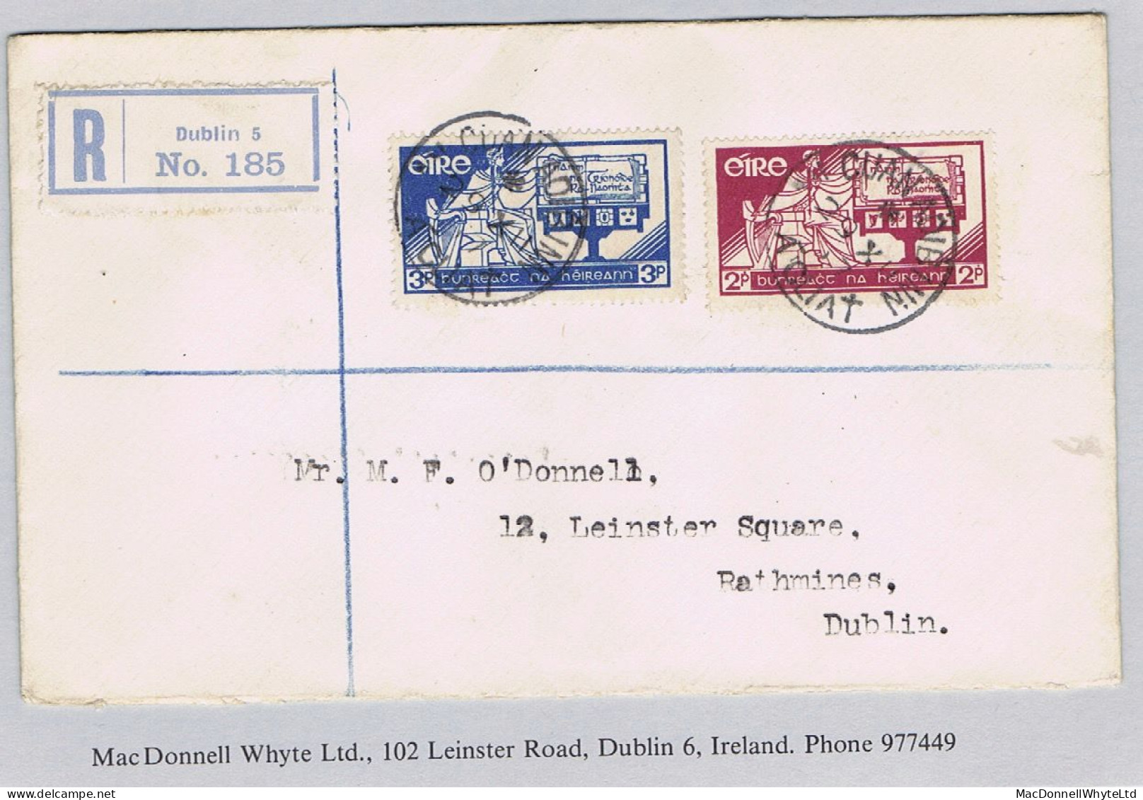 Ireland 1937 Constitution Set On Registered O'Donnell First Day Cover Portobello Dublin 29 XII 37 - FDC