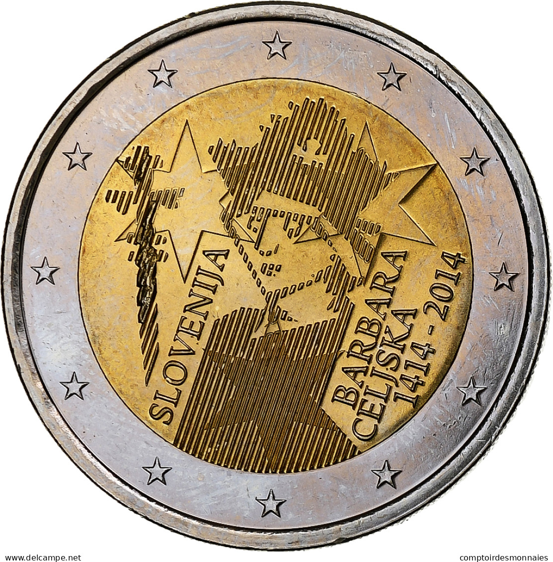 Slovénie, 2 Euro, Barbara Celiska, 2014, SPL, Bimétallique, KM:New - Slovenië
