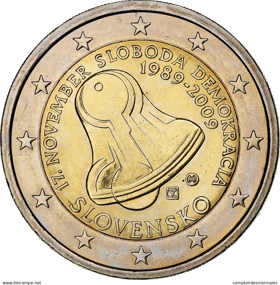 Slovaquie, 2 Euro, Revolution, 2009, Kremnica, SPL, Bimétallique, KM:107 - Eslovaquia