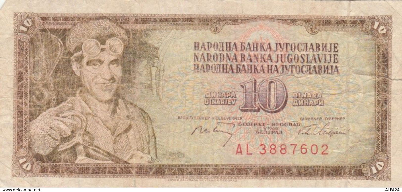 BANCONOTA JUGOSLAVIA 10 DINARA VF (VX997 - Yougoslavie