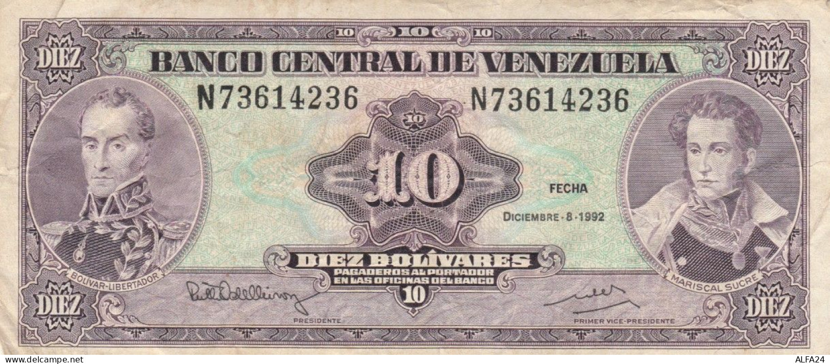 BANCONOTA 10 BOLIVARES VENEZUELA VF (VX980 - Venezuela