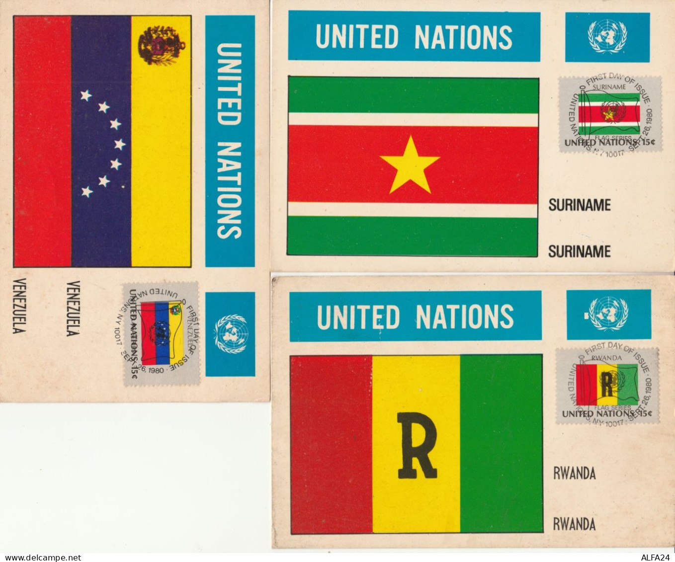 3 MAXIMUM CARDS 1980 NAZIONI UNITE NEW YORK  (VX807 - Maximumkaarten