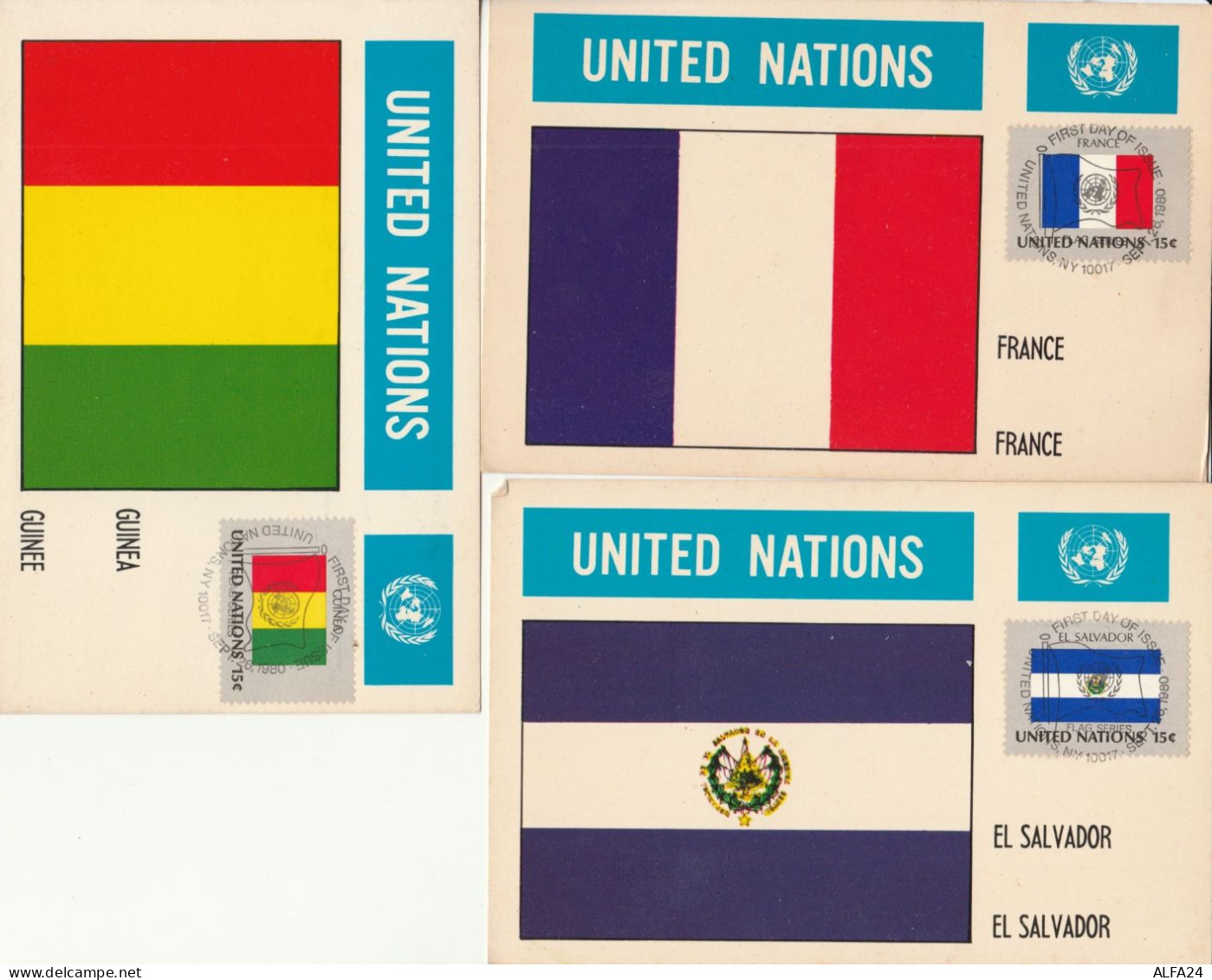 3 MAXIMUM CARDS 1980 NAZIONI UNITE NEW YORK  (VX805 - Cartes-maximum