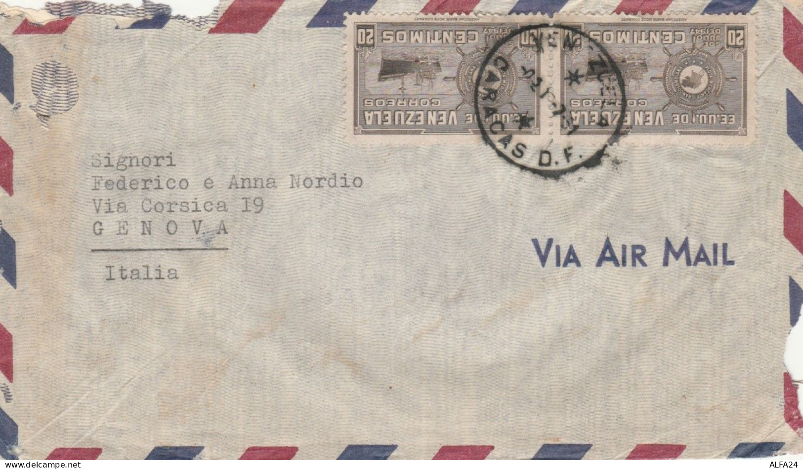 LETTERA 1951 DA VENEZUELA PER ITALIA (VX130 - Venezuela