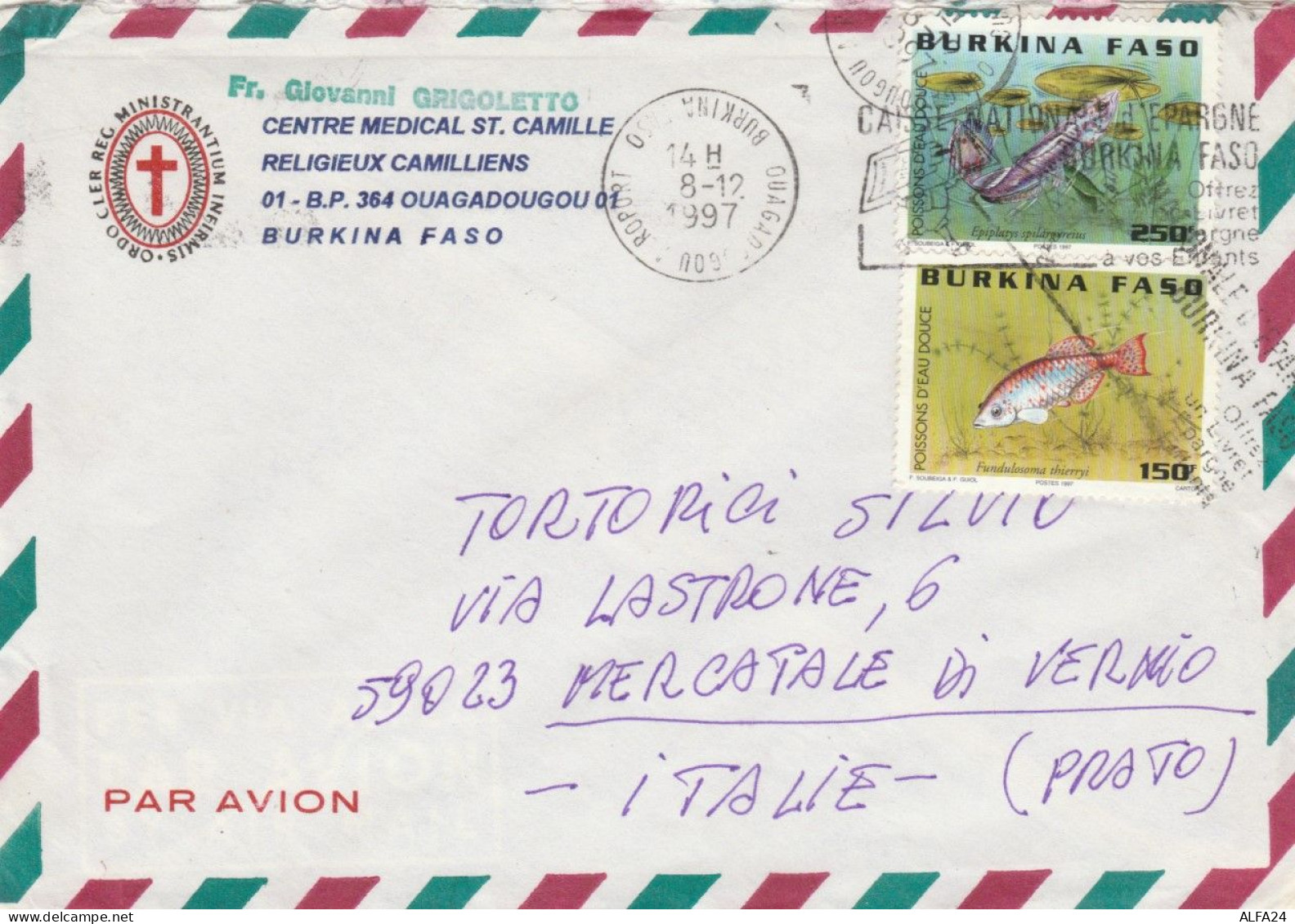 LETTERA 1997 DA BURKINA FASO PER ITALIA (VX28 - Burkina Faso (1984-...)