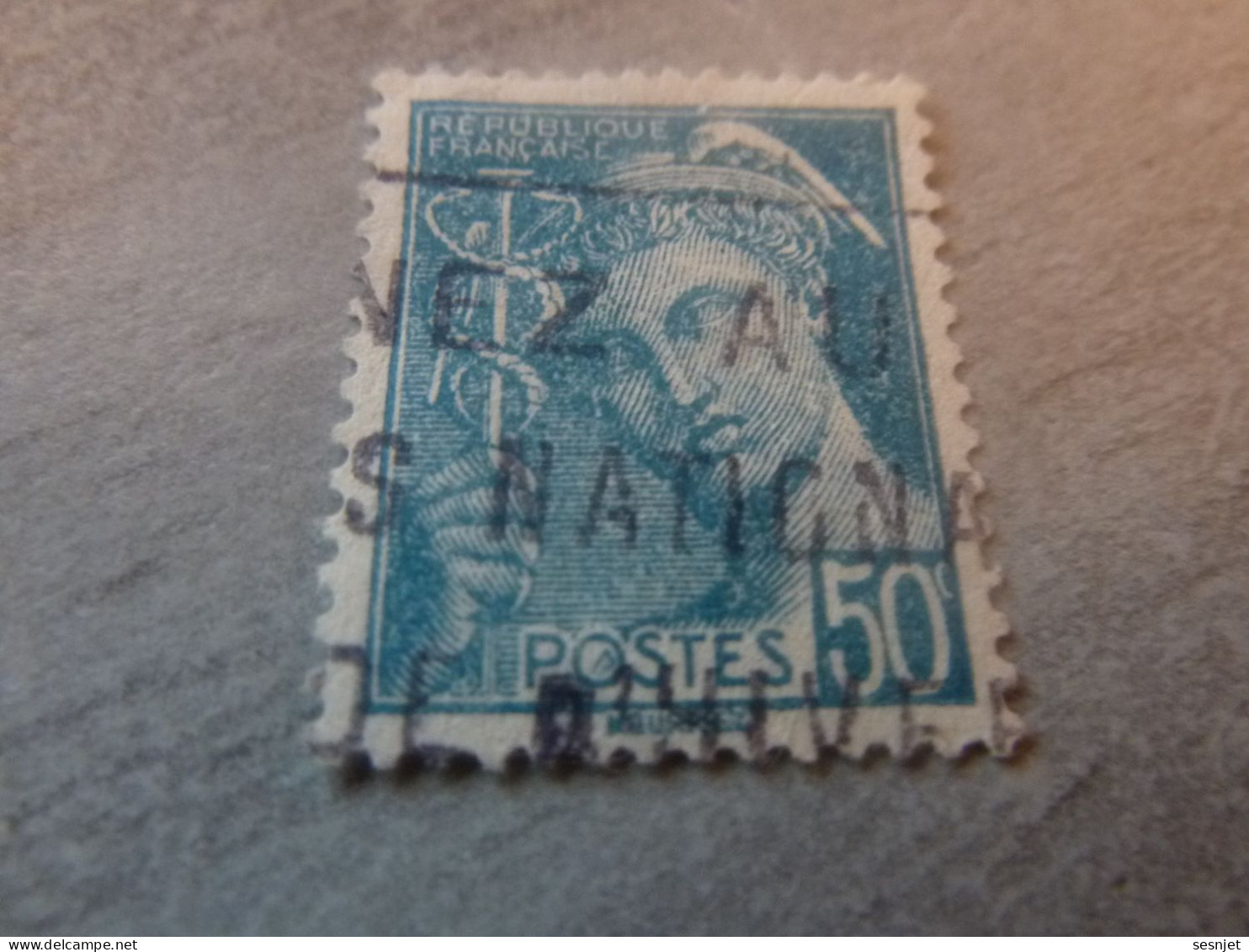 Type Mercure - 50c. - Yt 538 - Turquoise - Oblitéré - Année 1942 - - 1938-42 Mercurio