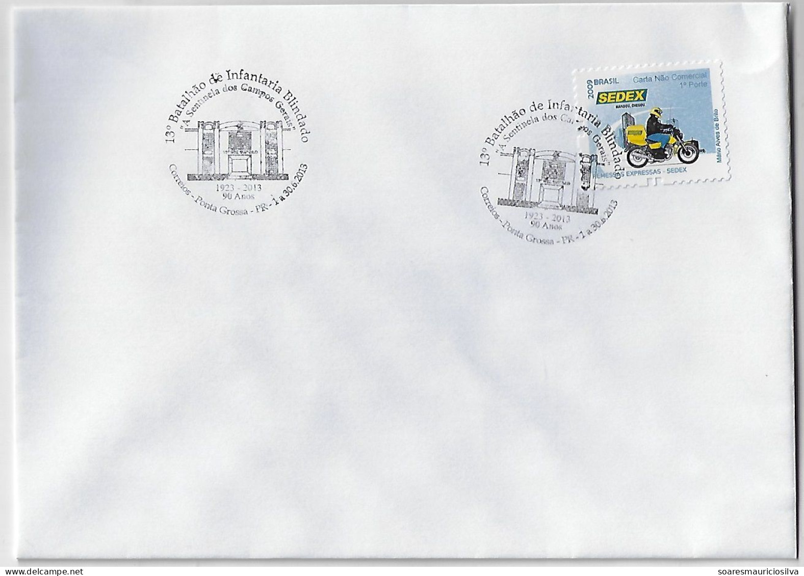 Brazil 2013 Cover Commemorative Cancel 90 Years Of The 13th Armored Infantry Battalion From Ponta Grossa - Storia Postale