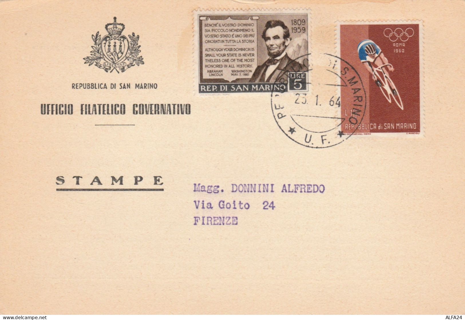 LETTERA 1964 SAN MARINO (XM481 - Briefe U. Dokumente