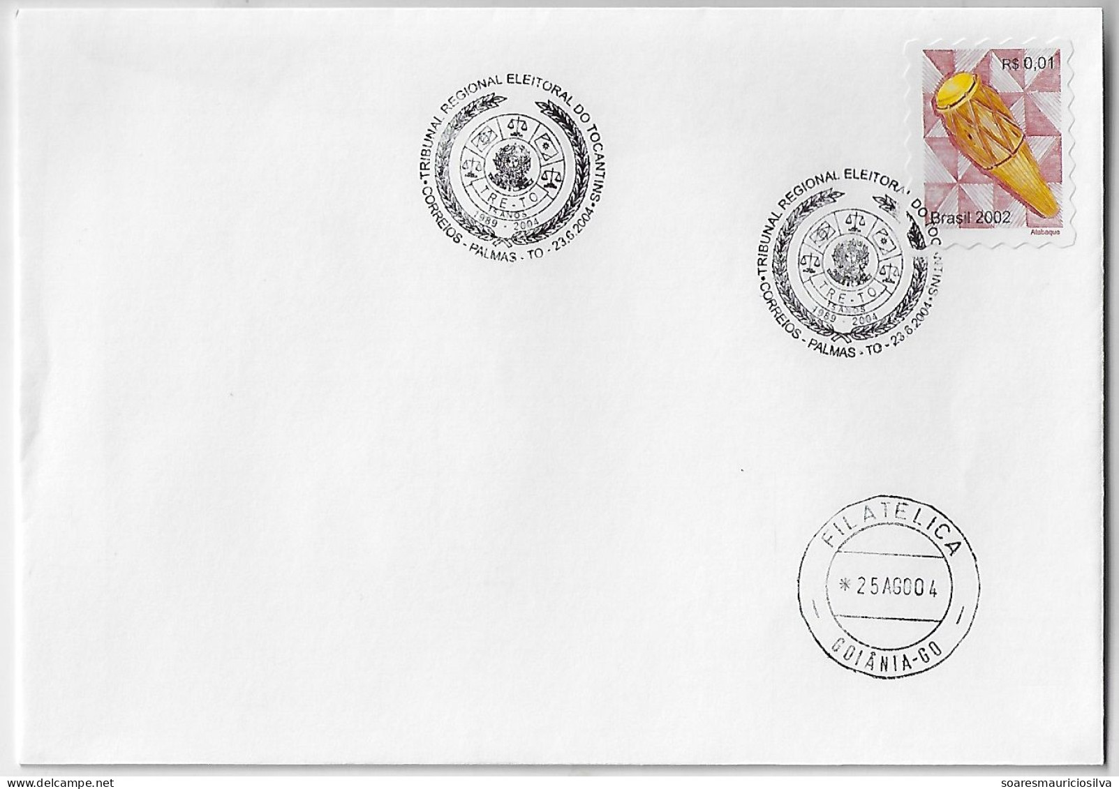 Brazil 2004 Cover Commemorative Cancel 15 Years Of The Tocantins Electoral Court In Palmas - Lettres & Documents