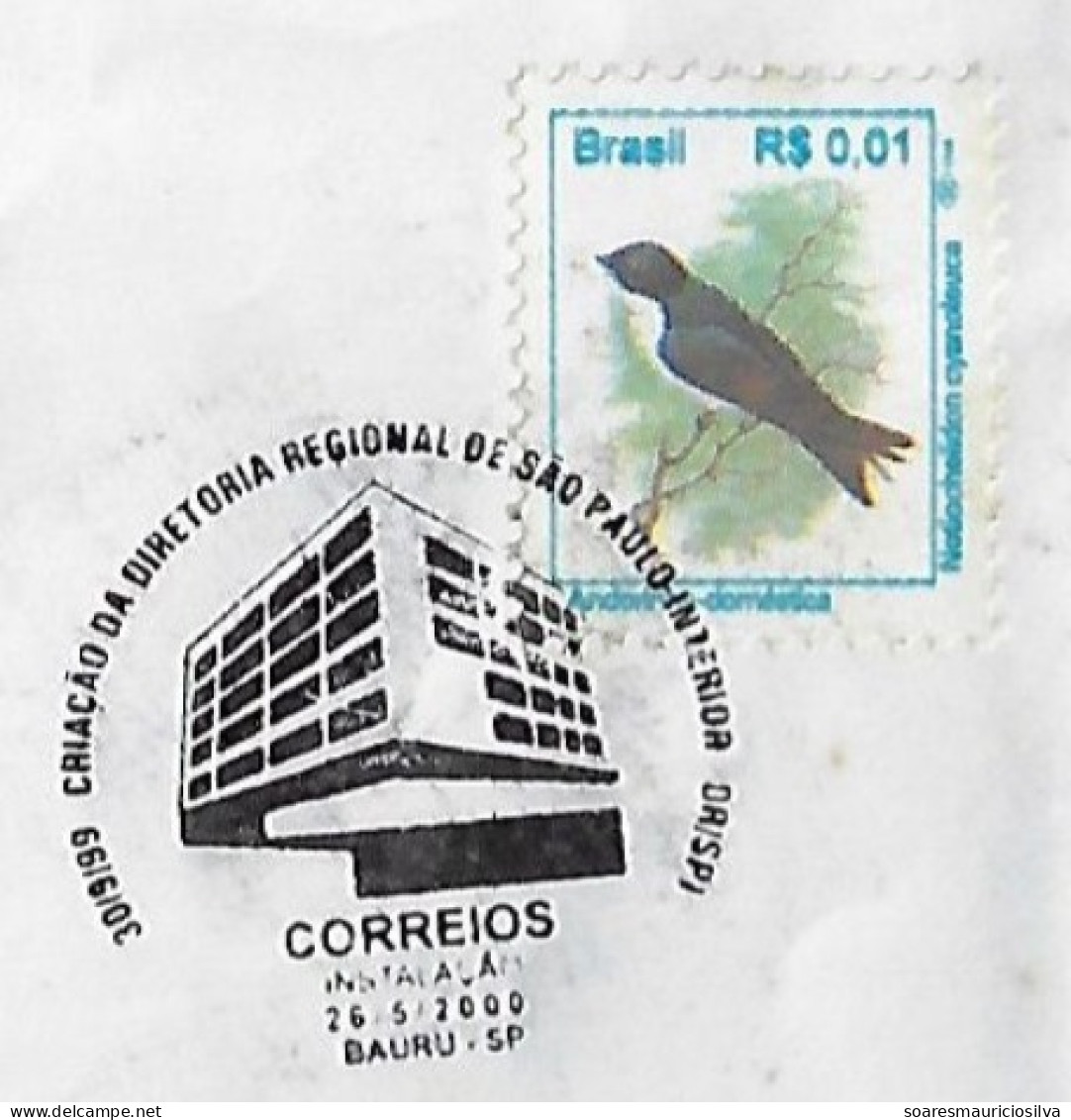 Brazil 2000 Cover Commemorative Cancel Creation Of The São Paulo Interior Regional Directorate Of Post Office In Bauru - Cartas & Documentos