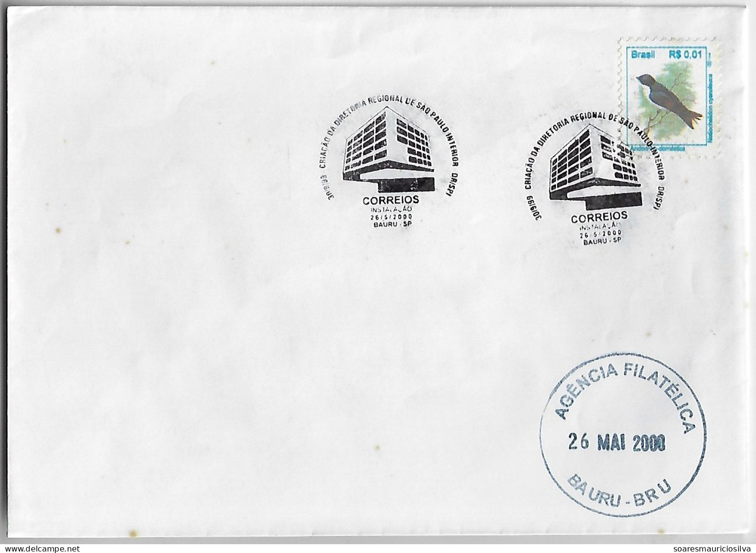 Brazil 2000 Cover Commemorative Cancel Creation Of The São Paulo Interior Regional Directorate Of Post Office In Bauru - Briefe U. Dokumente