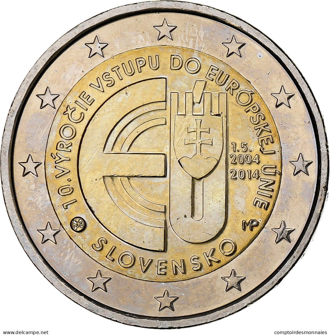 Slovaquie, 2 Euro, 10ème Anniversaire De L Adhesion à L' UE, 2014, SPL - Slowakei