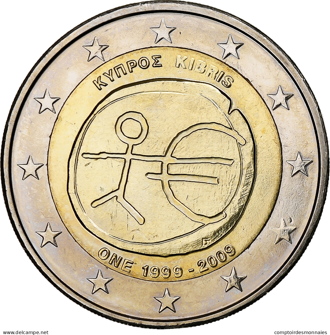 Chypre, 2 Euro, 10 Years Euro, 2009, SPL, Bimétallique, KM:89 - Chypre