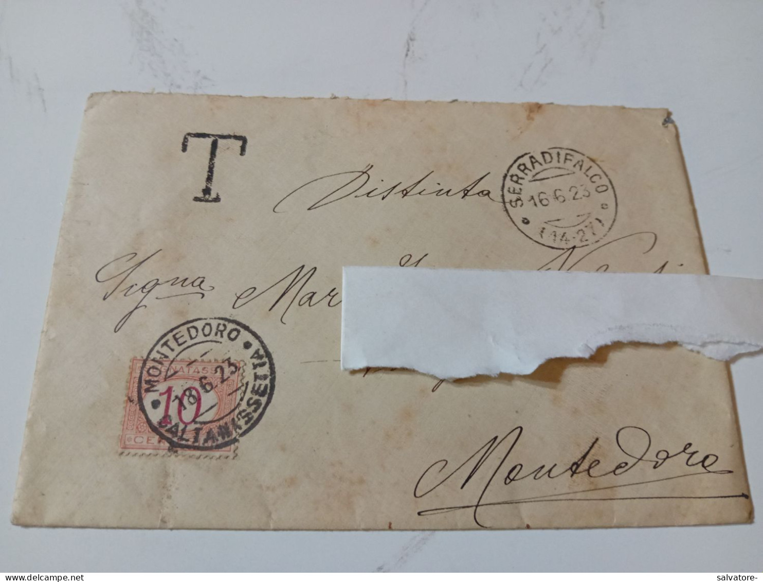 LETTERA CON 5 FRANCOBOLLI REGNO TASSATA CON SEGNATASSE LURE 10- 1923 - Taxe