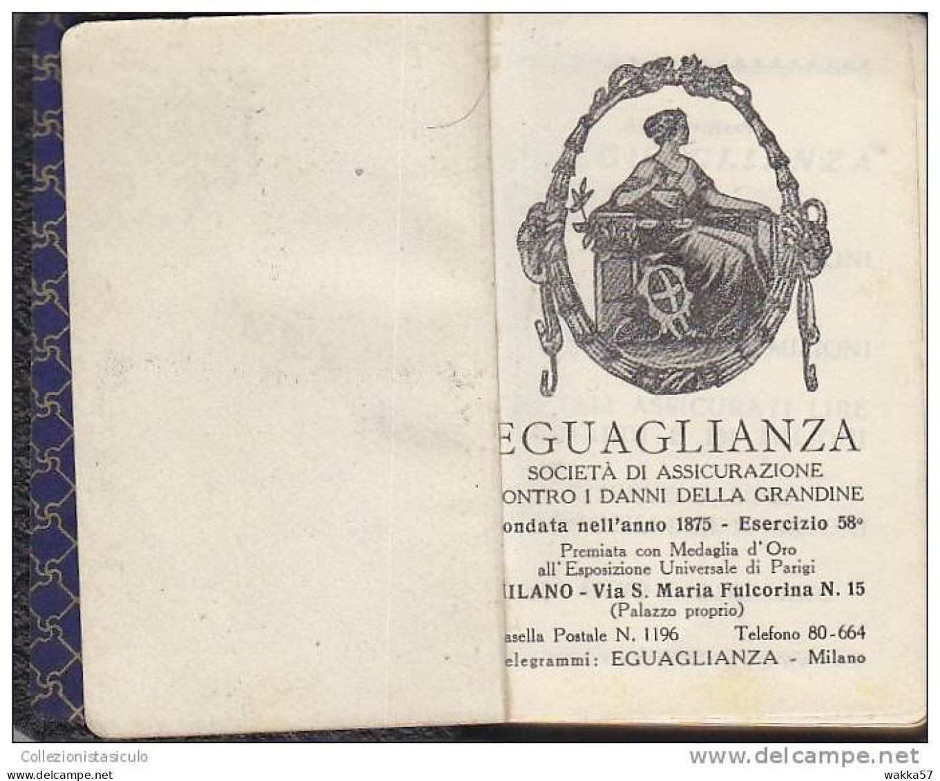 C-0796- Agendina Eguaglianza Assicurazione Milano 1932 - Petit Format : 1921-40