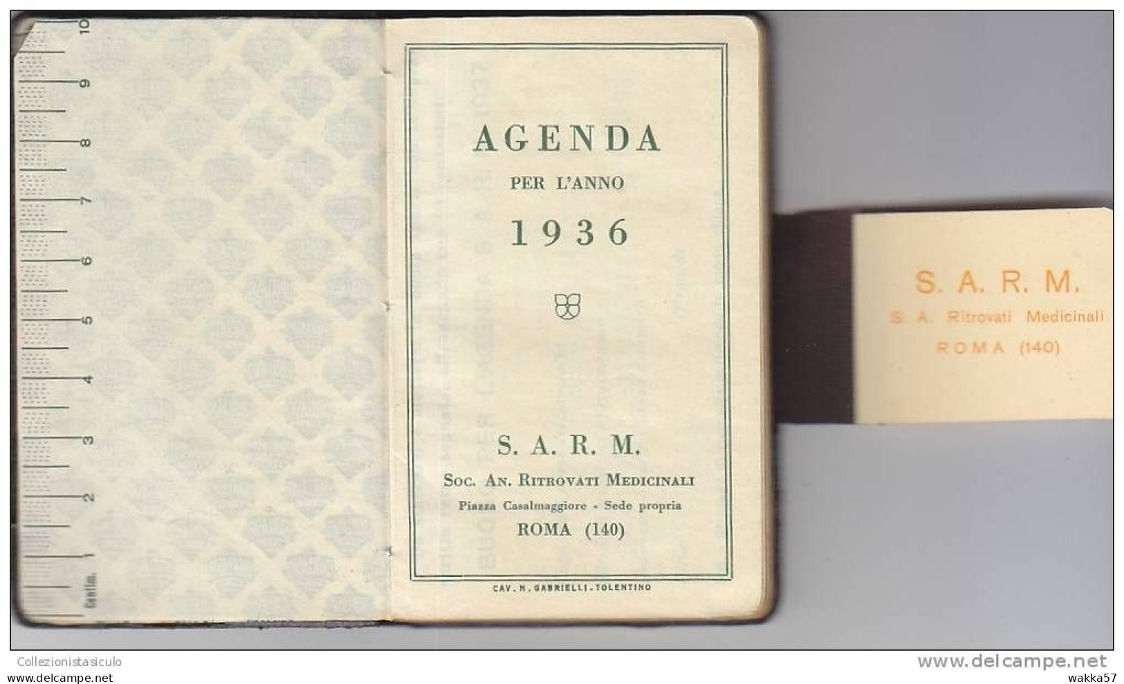 C-0797- Agendina S.A.R.M - Farmaceutici - Medicinali - Roma - 1936 - Formato Piccolo : 1921-40