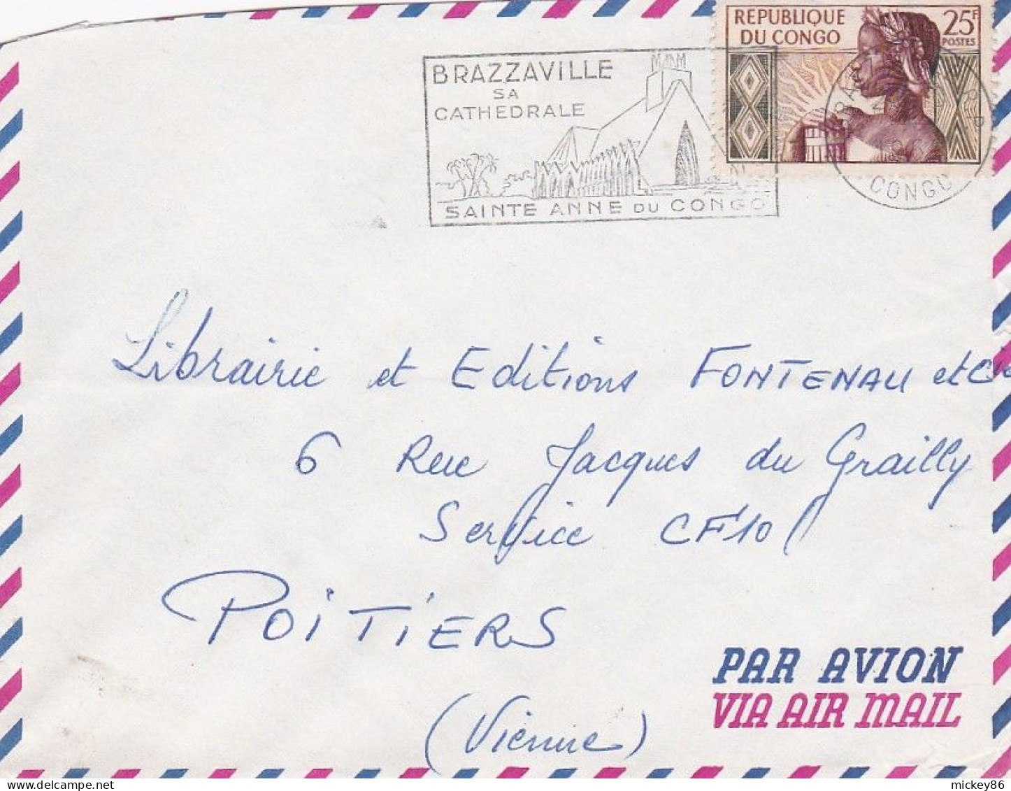 CONGO - 1962 -- Lettre De BRAZZAVILLE  Pour POITIERS-86 (France)...tp Seul Sur Lettre ....cachet - Andere & Zonder Classificatie