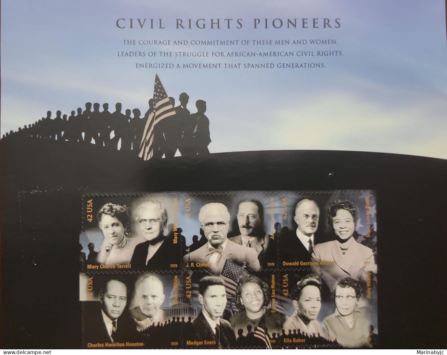 EL)2009 UNITED STATES, PIONEERS OF THE CIVIL RIGHTS STRUGGLE, M. CHURCH TERRELL & M. WHITE OVINGTON, J.R. CLIFFORD & JOE - Feuilles Complètes