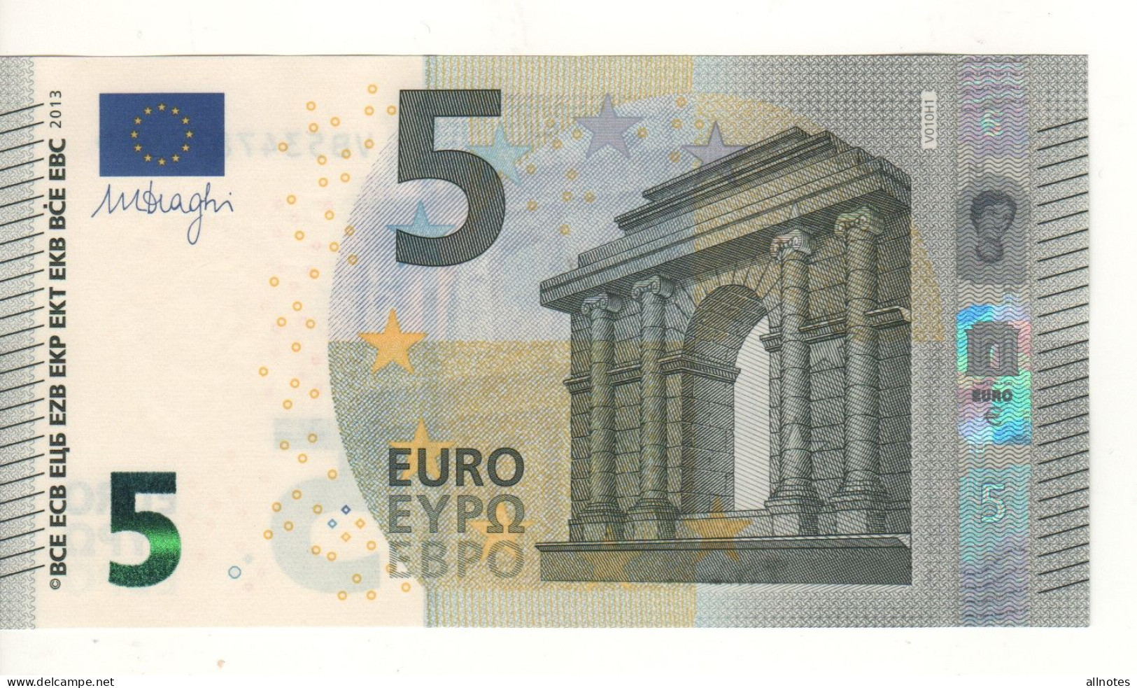 5 EURO  "Spain"    DRAGHI    V 010 H1    VB5347834939     /  FDS - UNC - 5 Euro