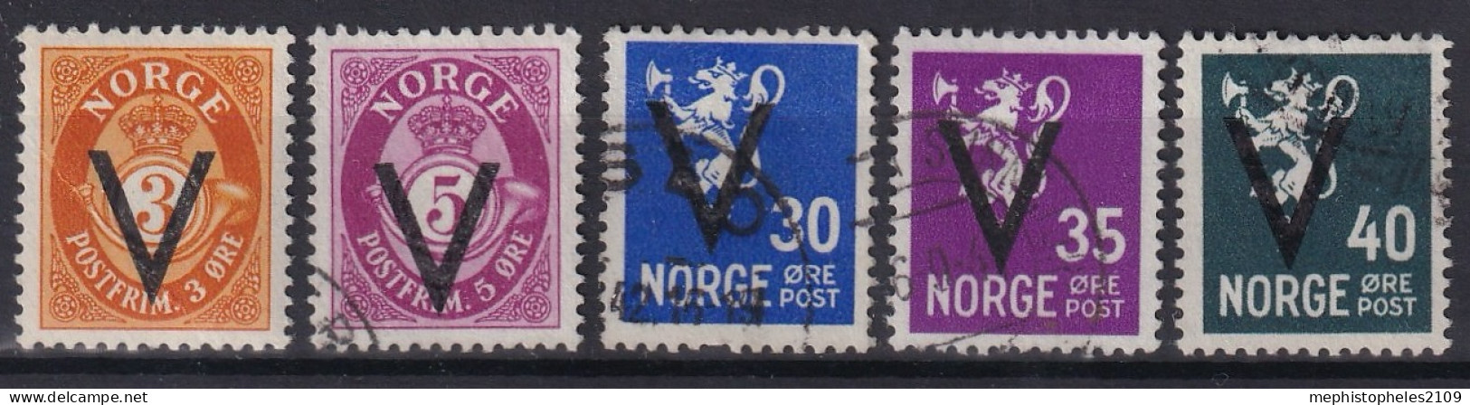 NORWAY 1941 - MLH/canceled - Mi 239X, 240X, 248X, 249X, 250X - Used Stamps