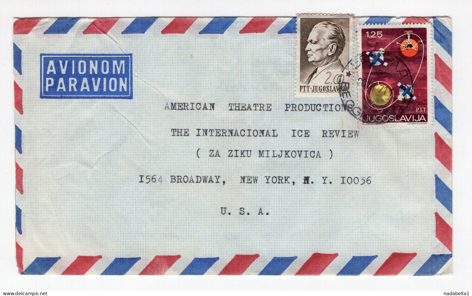 1971. YUGOSLAVIA,SERBIA,BELGRADE AIRMAIL COVER TO US,NEW YORK,TITO AND COSMOS - Airmail