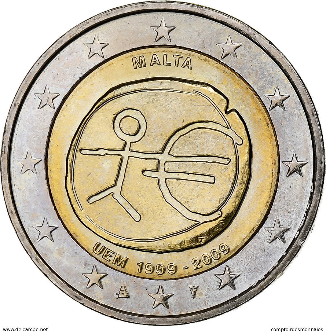 Malte, 2 Euro, E.M.U., 10th Anniversary, 2009, Paris, SPL, Bimétallique, KM:134 - Malta