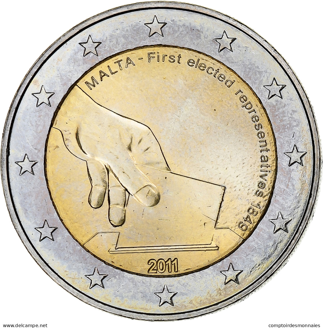 Malte, 2 Euro, Premières élections 2011, 2011, Paris, SPL, Bimétallique - Malta