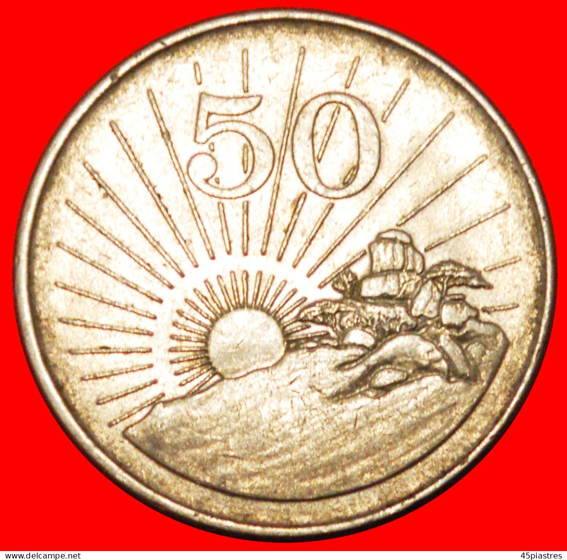 * GREAT BRITAIN (1980-1997): ZIMBABWE  50 CENTS 1993 SUN UNCOMMON!· LOW START ·  NO RESERVE! - Zimbabwe